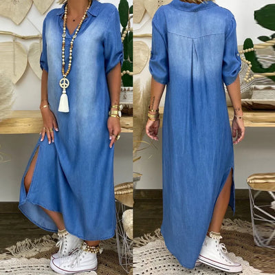 Asirem™ – Long Denim-Style Dress