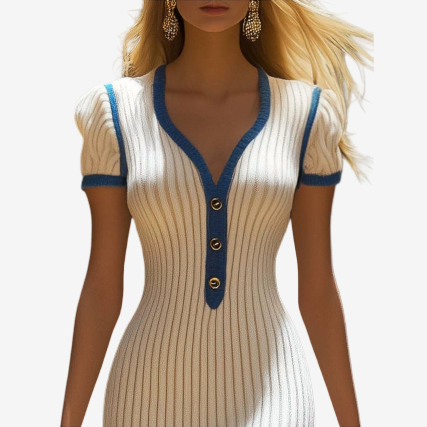 Asirem™ – Midi Dress with Contrasting Details