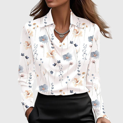 Asirem™ – Blouse with Luxury Shine and Pleated Neckline