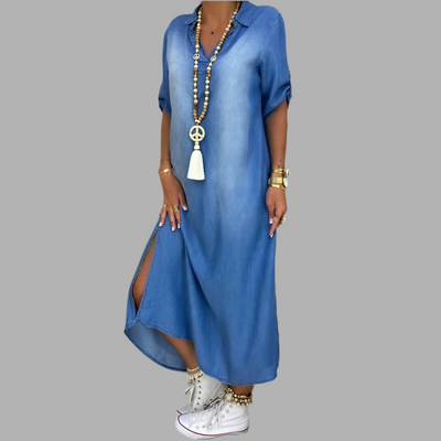 Asirem™ – Long Denim-Style Dress