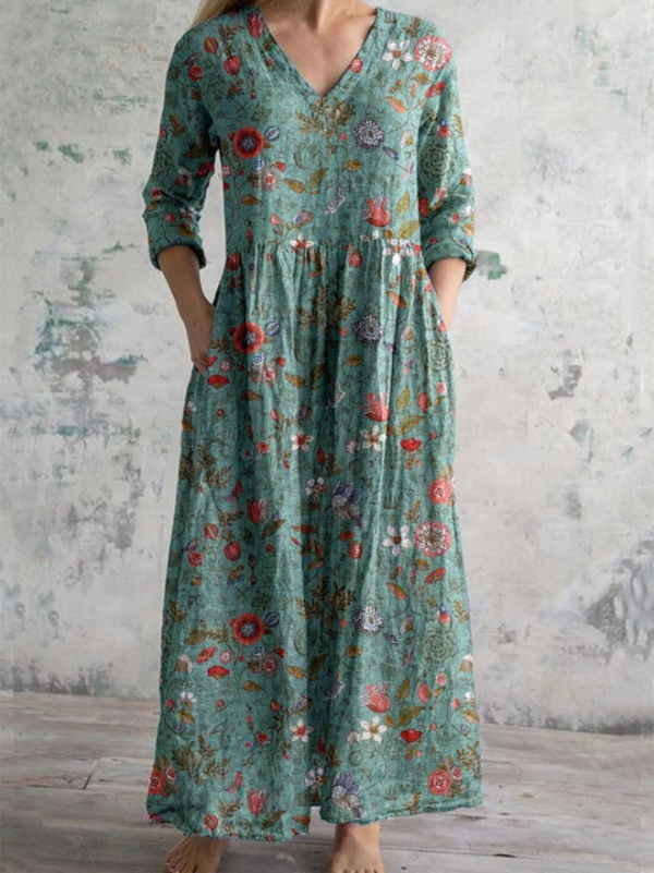 Asirem™ – Dress with Vintage Floral Print