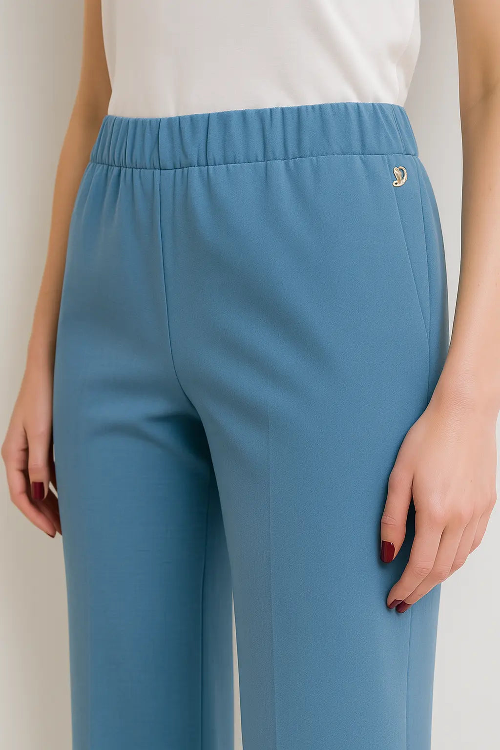 Asirem™ – Comfy Palazzo Pants with Elastic Waist in Lightweight Punto Milano Fabric