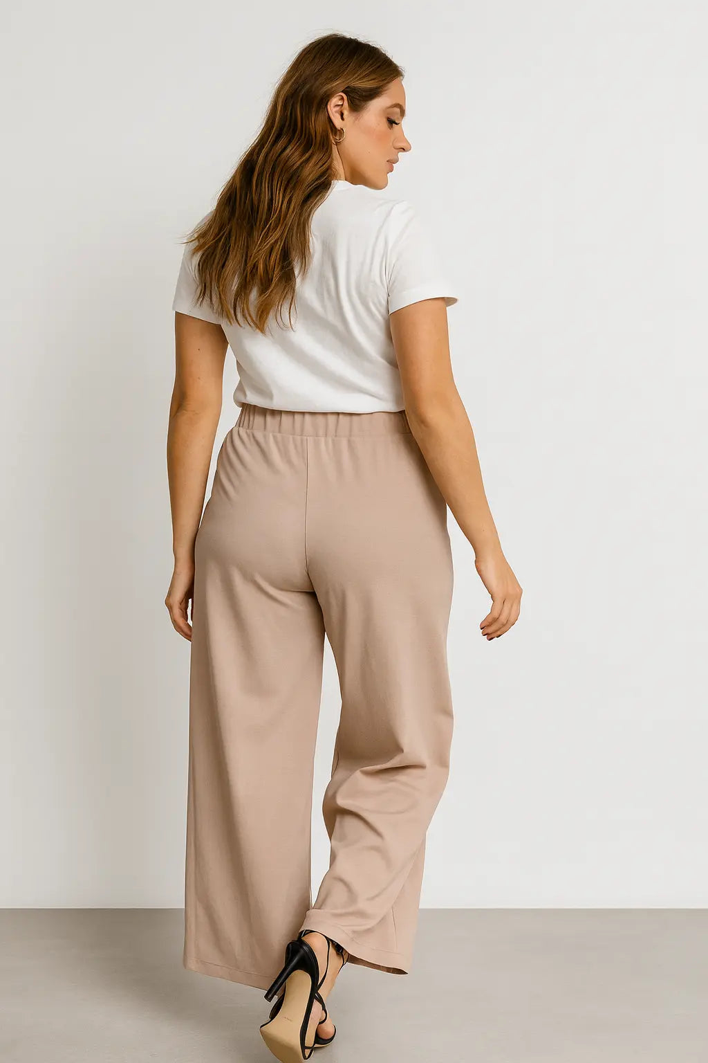Asirem™ – Comfy Palazzo Pants with Elastic Waist in Lightweight Punto Milano Fabric