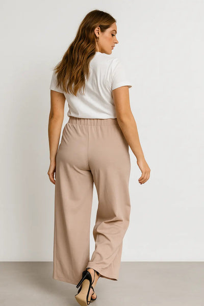 Asirem™ – Comfy Palazzo Pants with Elastic Waist in Lightweight Punto Milano Fabric