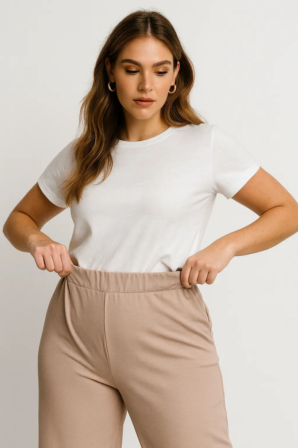 Asirem™ – Comfy Palazzo Pants with Elastic Waist in Lightweight Punto Milano Fabric