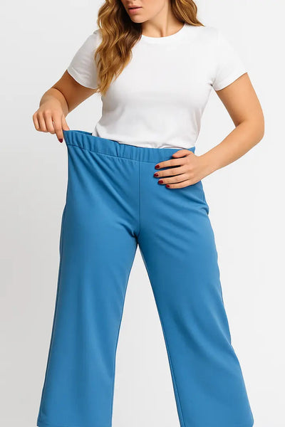 Asirem™ – Comfy Palazzo Pants with Elastic Waist in Lightweight Punto Milano Fabric