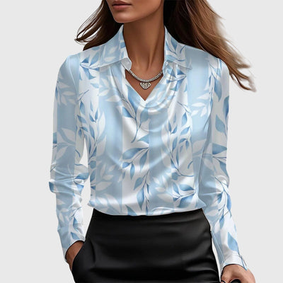 Asirem™ – Blouse with Luxury Shine and Pleated Neckline