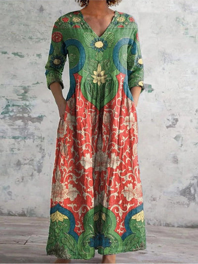 Asirem™ – Dress with Vintage Floral Print